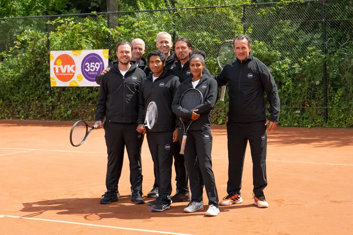 Player during a tennis session at 359.tennis in Amstelveen