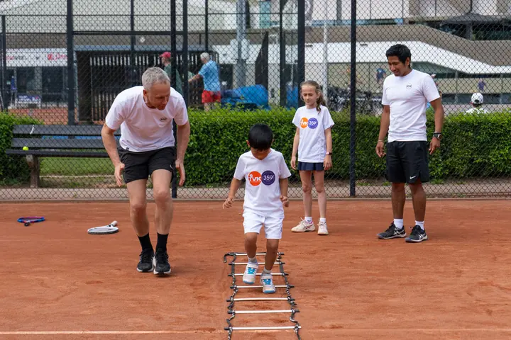 Player during a tennis session at 359.tennis in Amstelveen