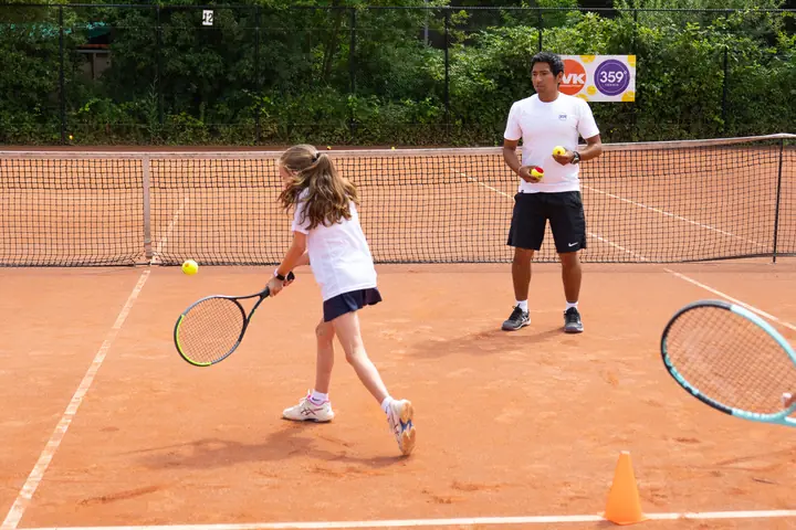 Player during a tennis session at 359.tennis in Amstelveen