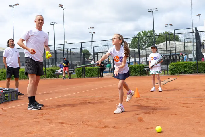 Player during a tennis session at 359.tennis in Amstelveen
